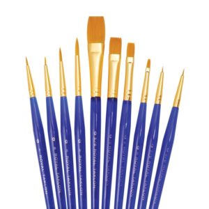 Royal & Langnickel Super Value Pack Brush Set, Golden Taklon - Short Handle (10pc)