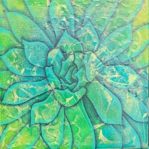 Succulent in Bloom - 6"x6" Acrylic on Canvas