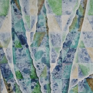 Peaceful acrylic painting by an Ontario-based Canadian artist, featuring delicate botanicals layered with thin washes of acrylic paint. Soft textures and natural forms create a calming, organic composition.