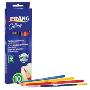 Prang Watercolor Pencil Set, 10 Colours with Brush