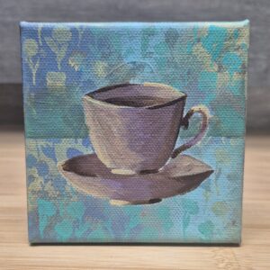 Floral Mug Study - 4"x4" Acrylic on Canvas